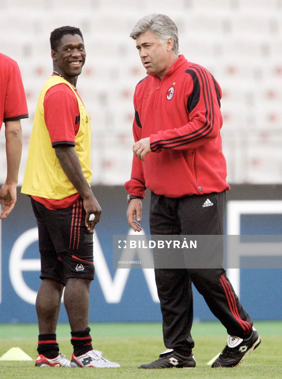 Clarence Seedorf och ; tränare, Carlo Ancelotti