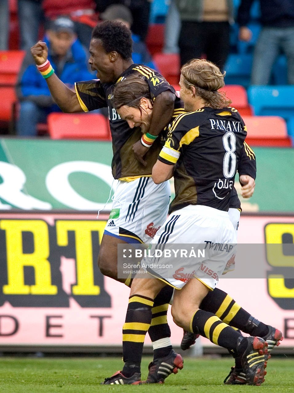 Derek Boateng, Mats Rubarth och Daniel Tjernström, AIK,