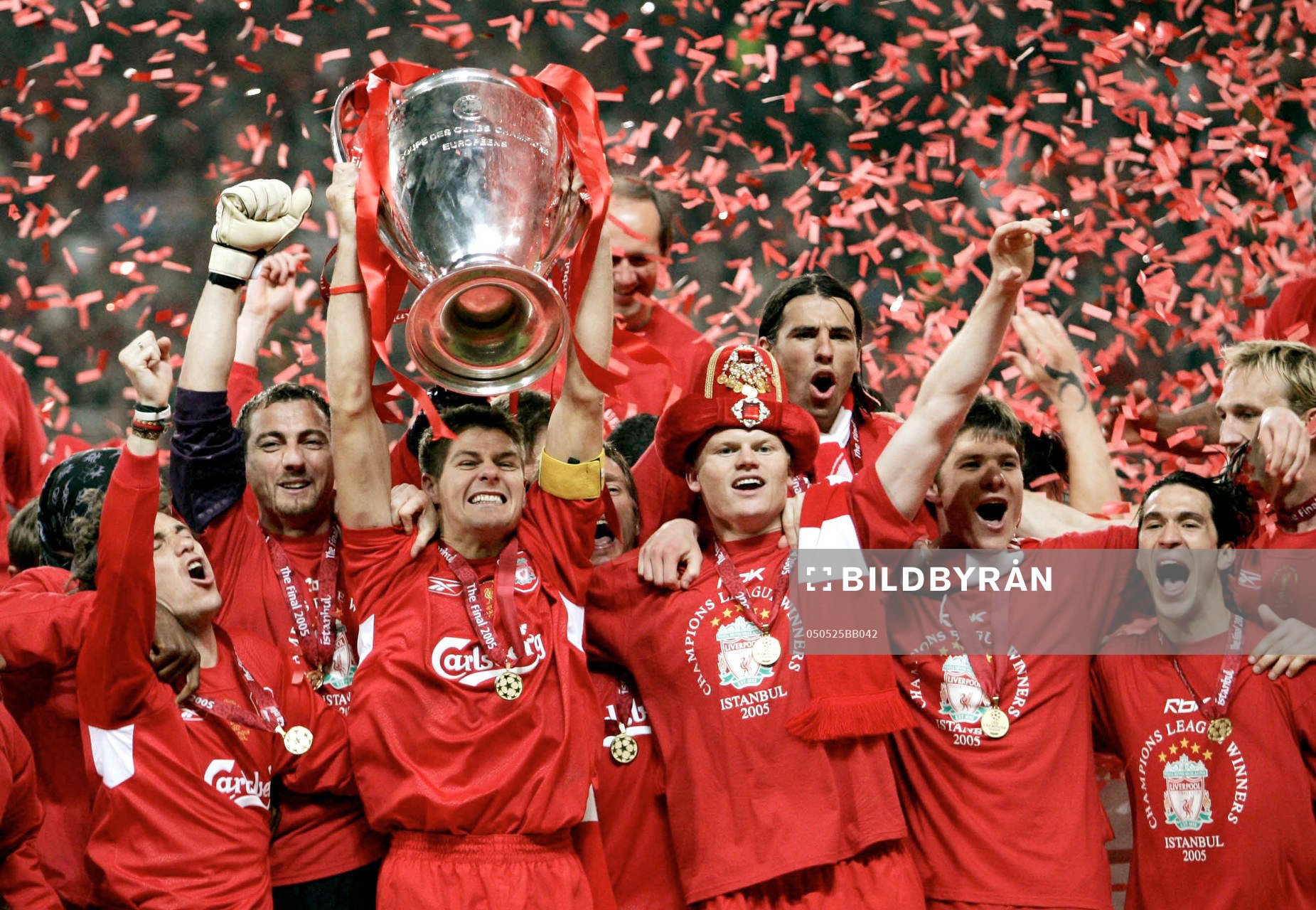 Fotboll, Champions League Final, Liverpool, pokalen, jubel