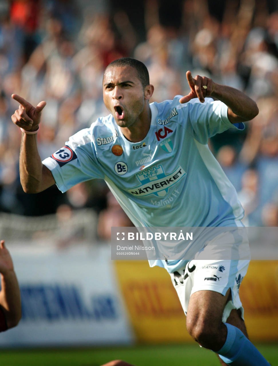 Afonso Alves, Malmö, gjorde 1-0 till Malmö. Jubel