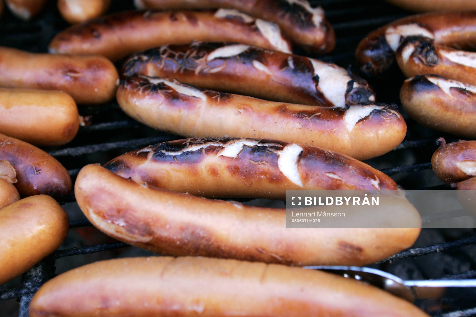 Grillad korv, grill, galler, mat