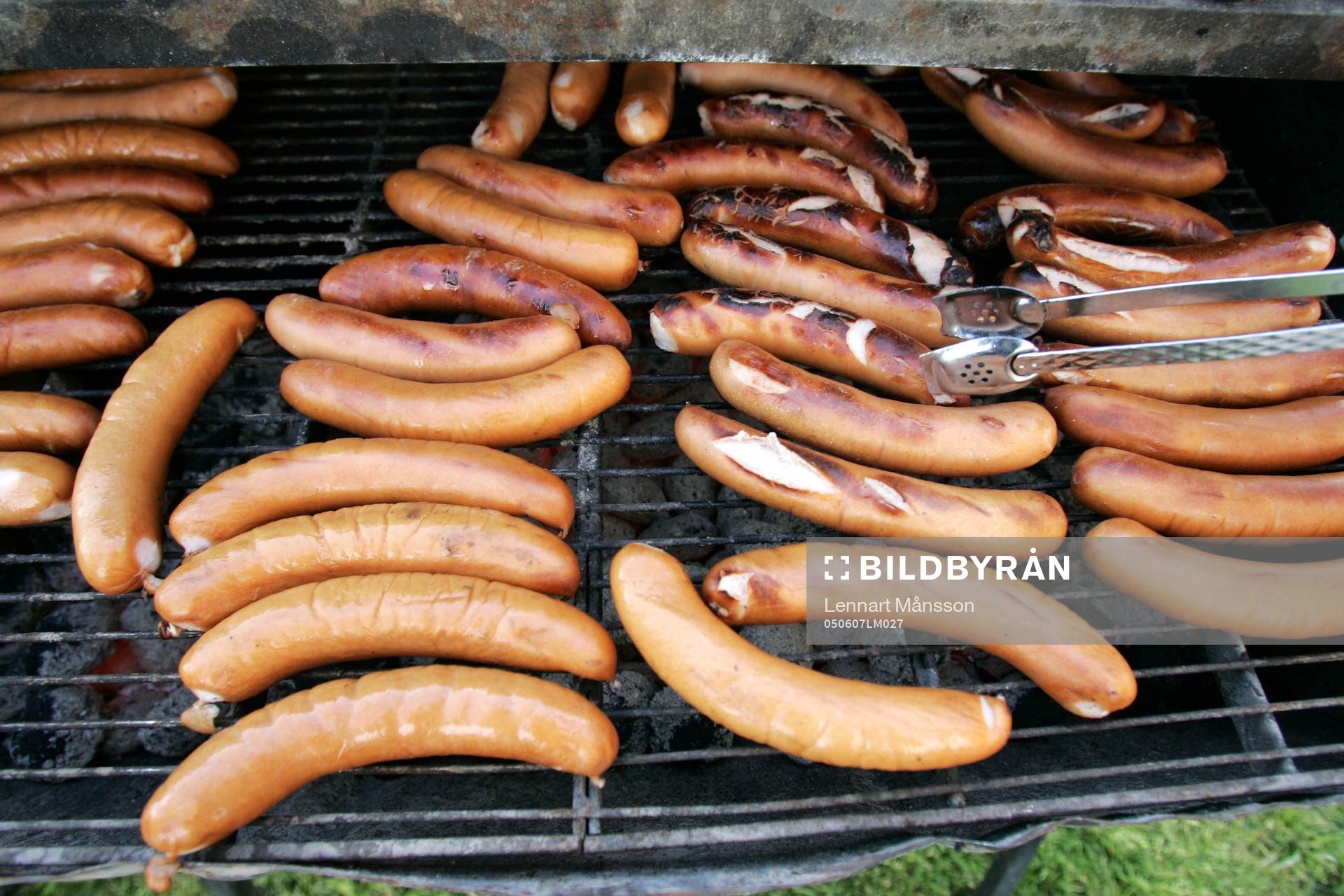 Grillad korv, grill, galler, mat