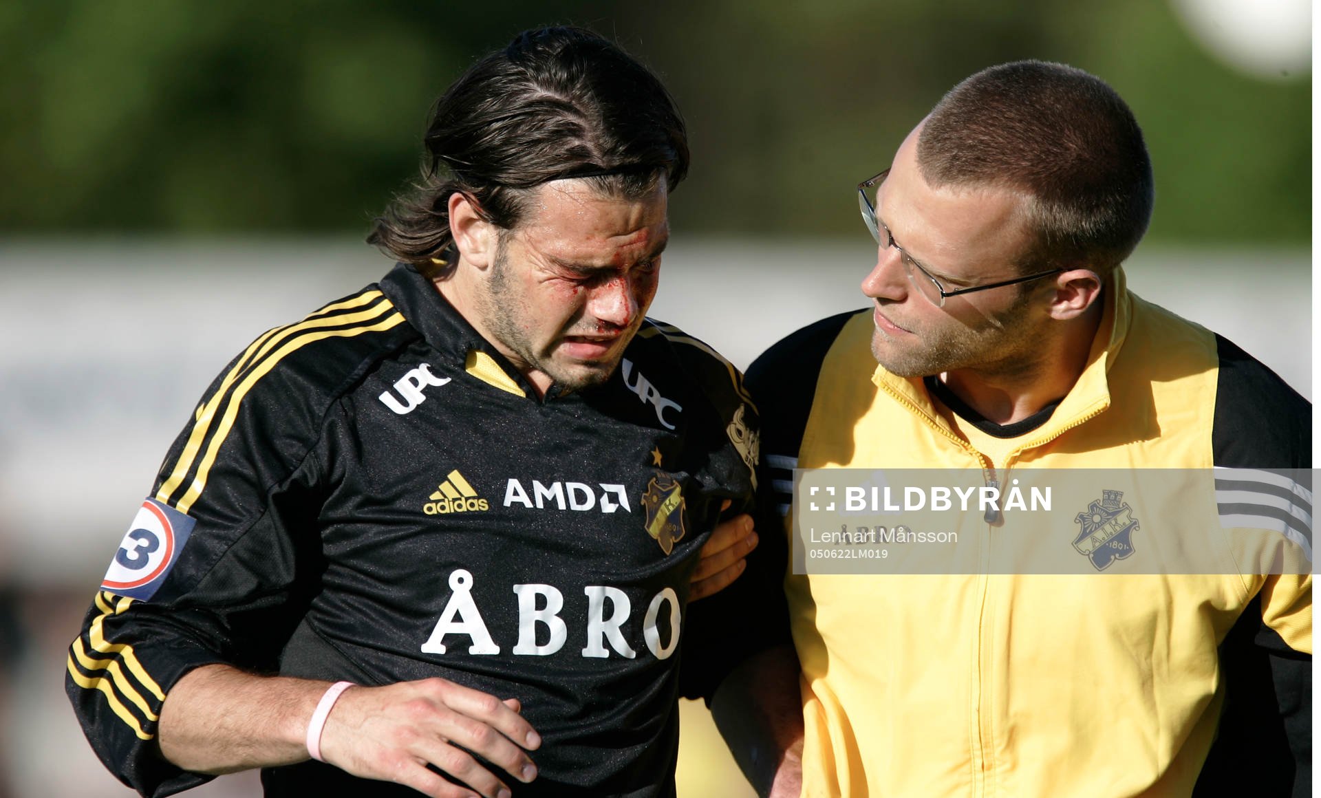 Andreas Eriksson, AIK. Skada, blod, läkare