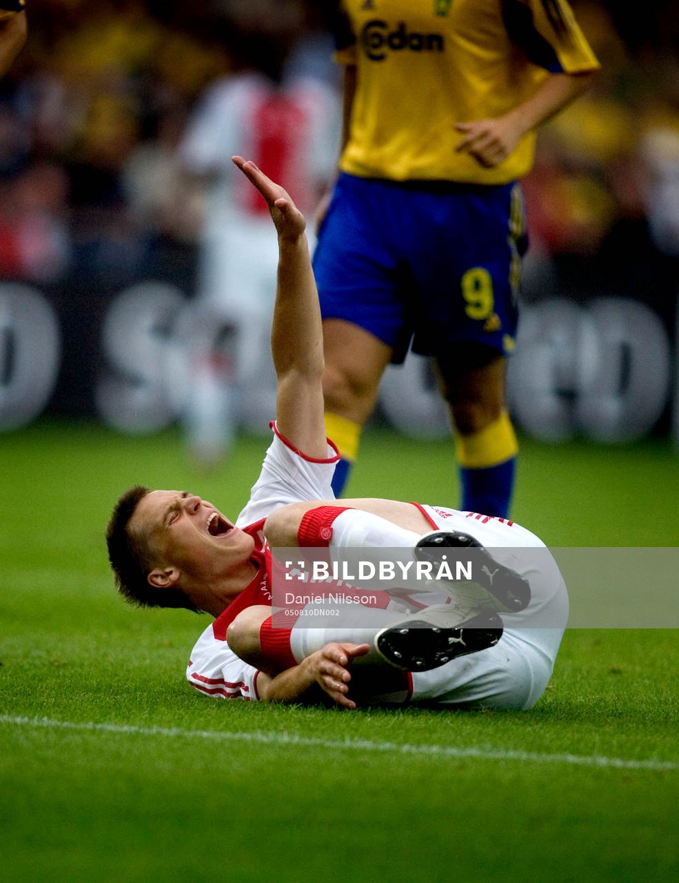 Bröndby - Ajax: Markus Rosenberg, Ajax. skada, ont,