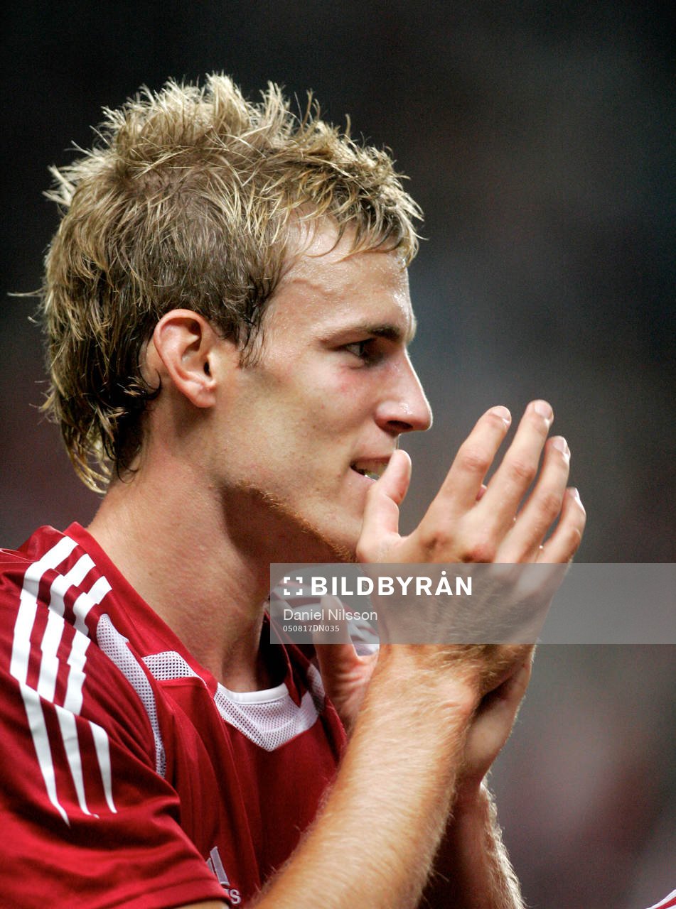 Sören Larsen, Danmark, gjorde 4-1 målet till Danmark