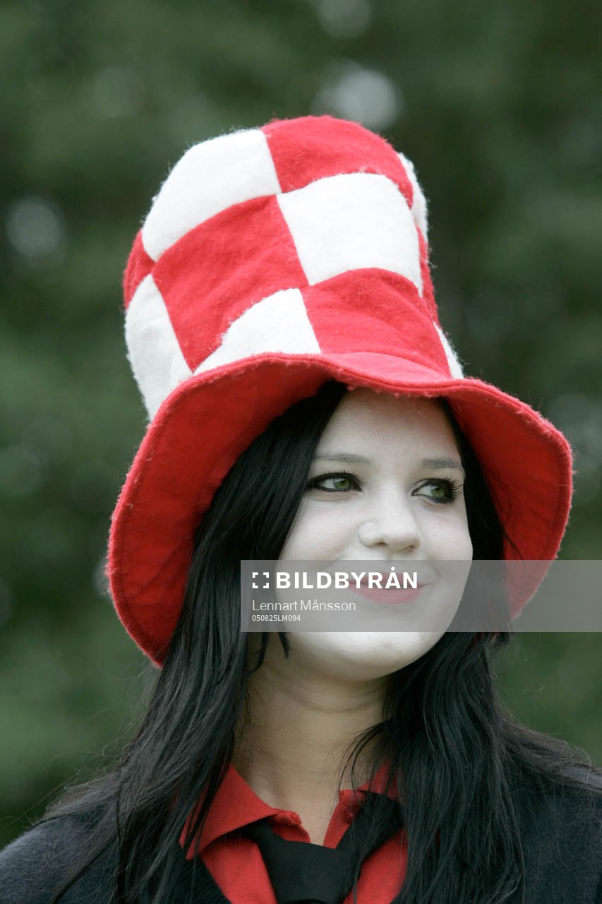 Supporter, mössa, hatt, rutig, tjej