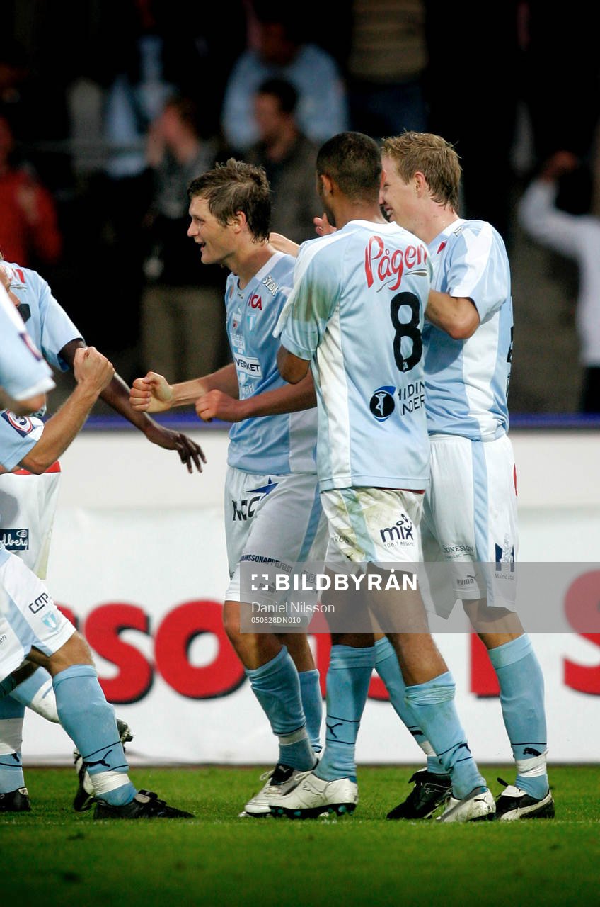 Fotboll, Allsvenskan, Malmö - Sundsvall: Glenn Holgersson, Malmö, jubel efter 6-2 målet.