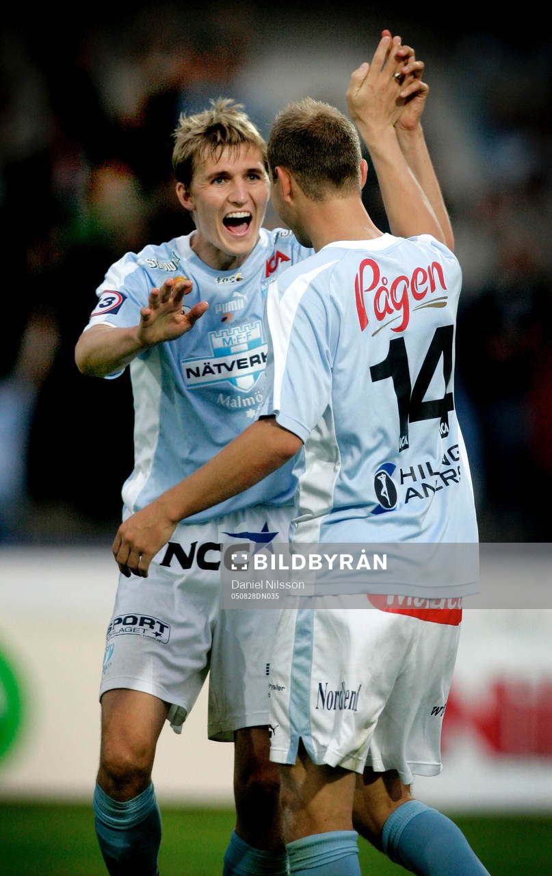 Jon Inge Höiland och Peter Abelsson, Malmö, jubel