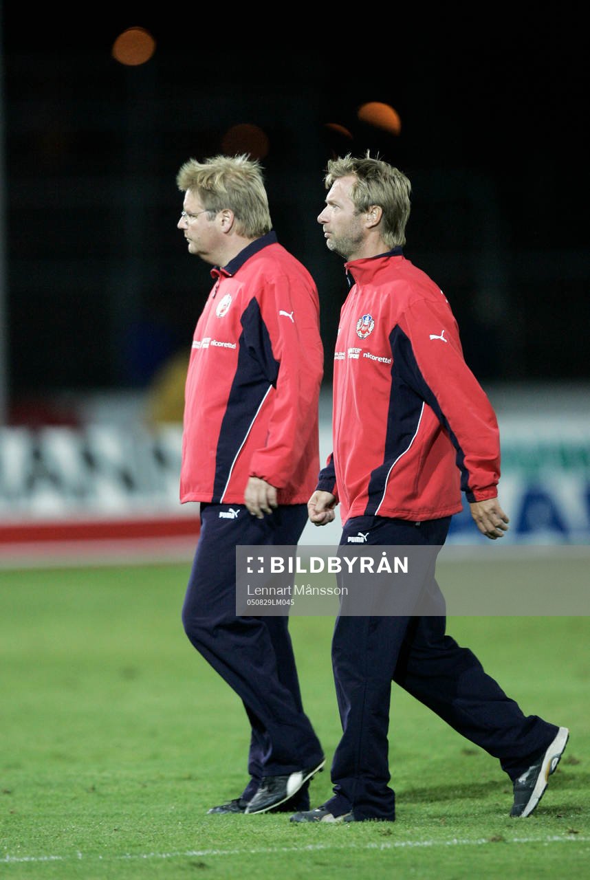 Peter Swärdh och Peter Gerhardsson, depp, tränare