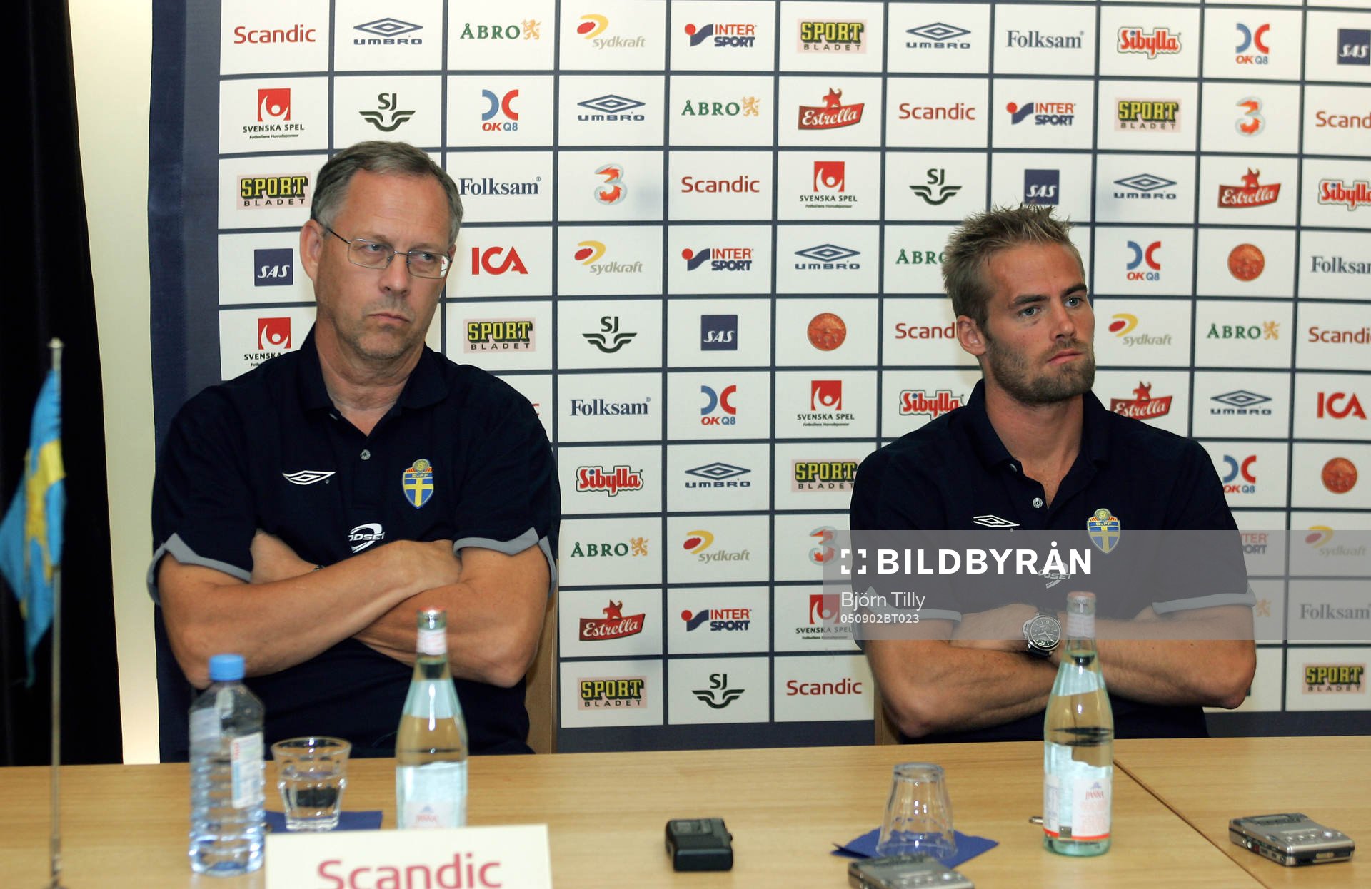 Lars Lagerbäck, förbundskapten och Olof Mellberg