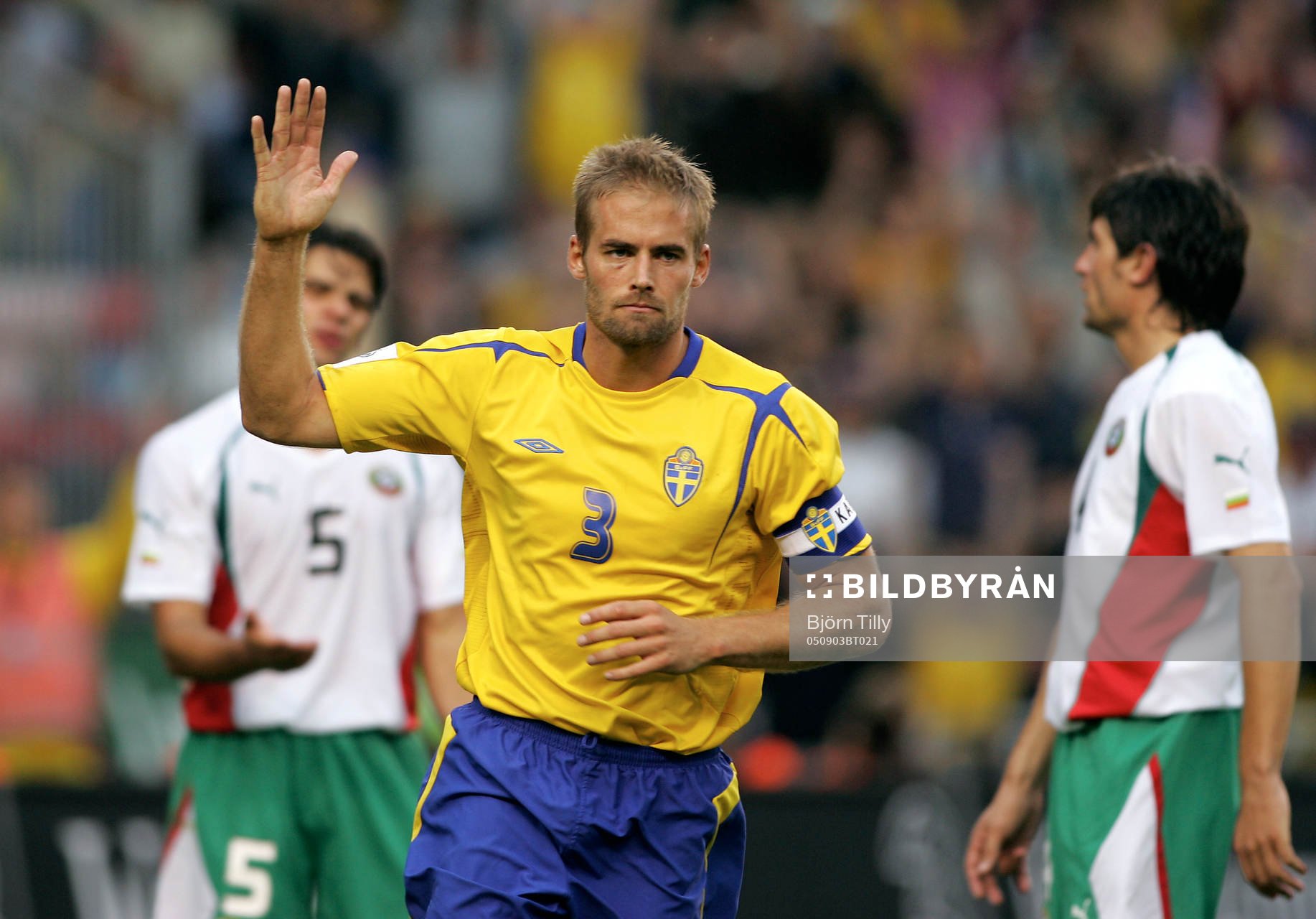  Olof Mellberg, Sverige, jubel.