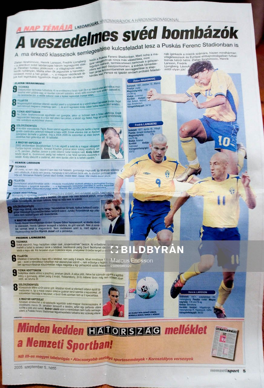 Tidningssida om det svenska landslaget