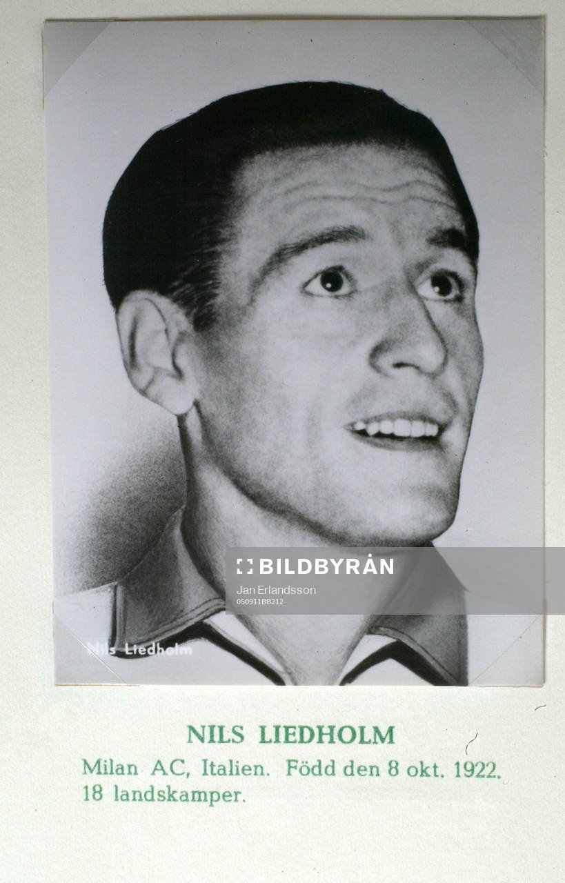 Fotboll, VM, 1958, Souvenir. Nils Liedholm