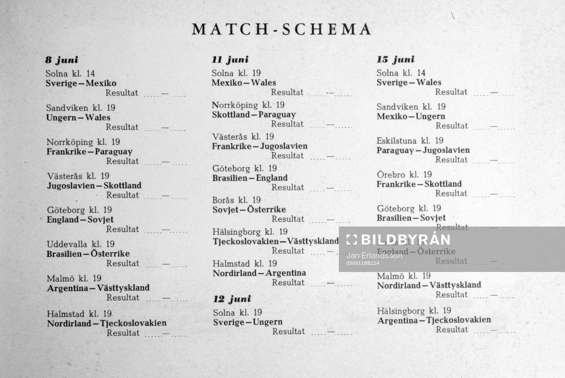 Fotboll, VM, 1958, Souvenir