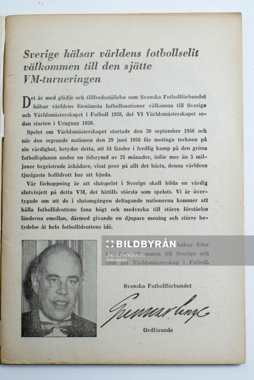 Fotboll, VM, 1958, Souvenir