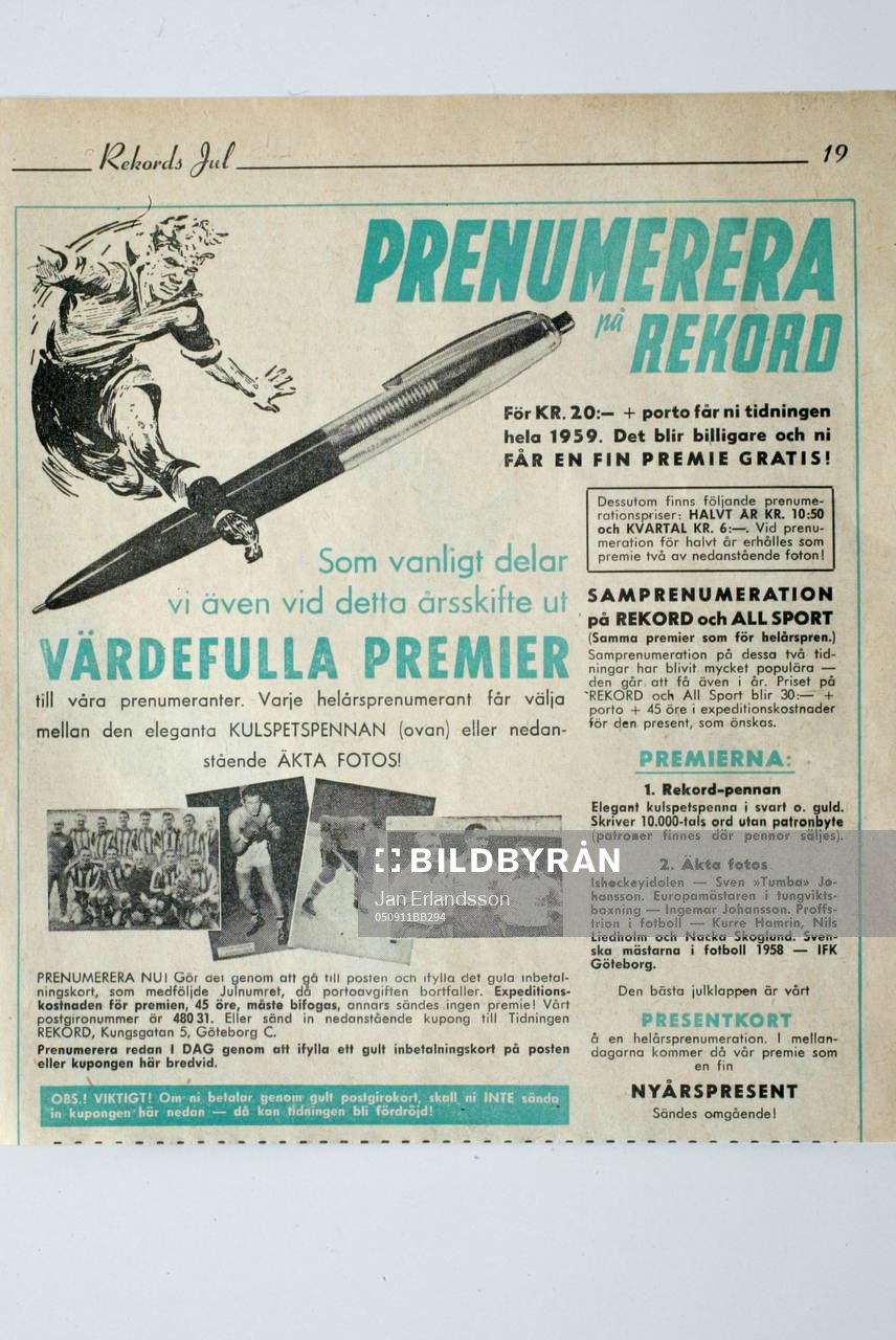 Fotboll, VM, 1958, Souvenir