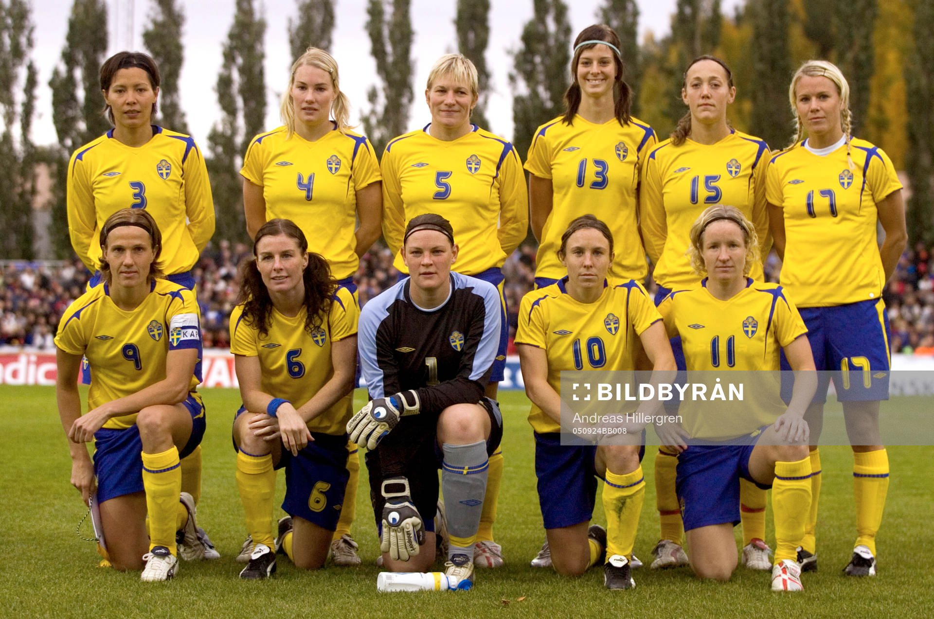 Fotboll, dam, VM-kval, startelva, lagbild, Sverige- Vit