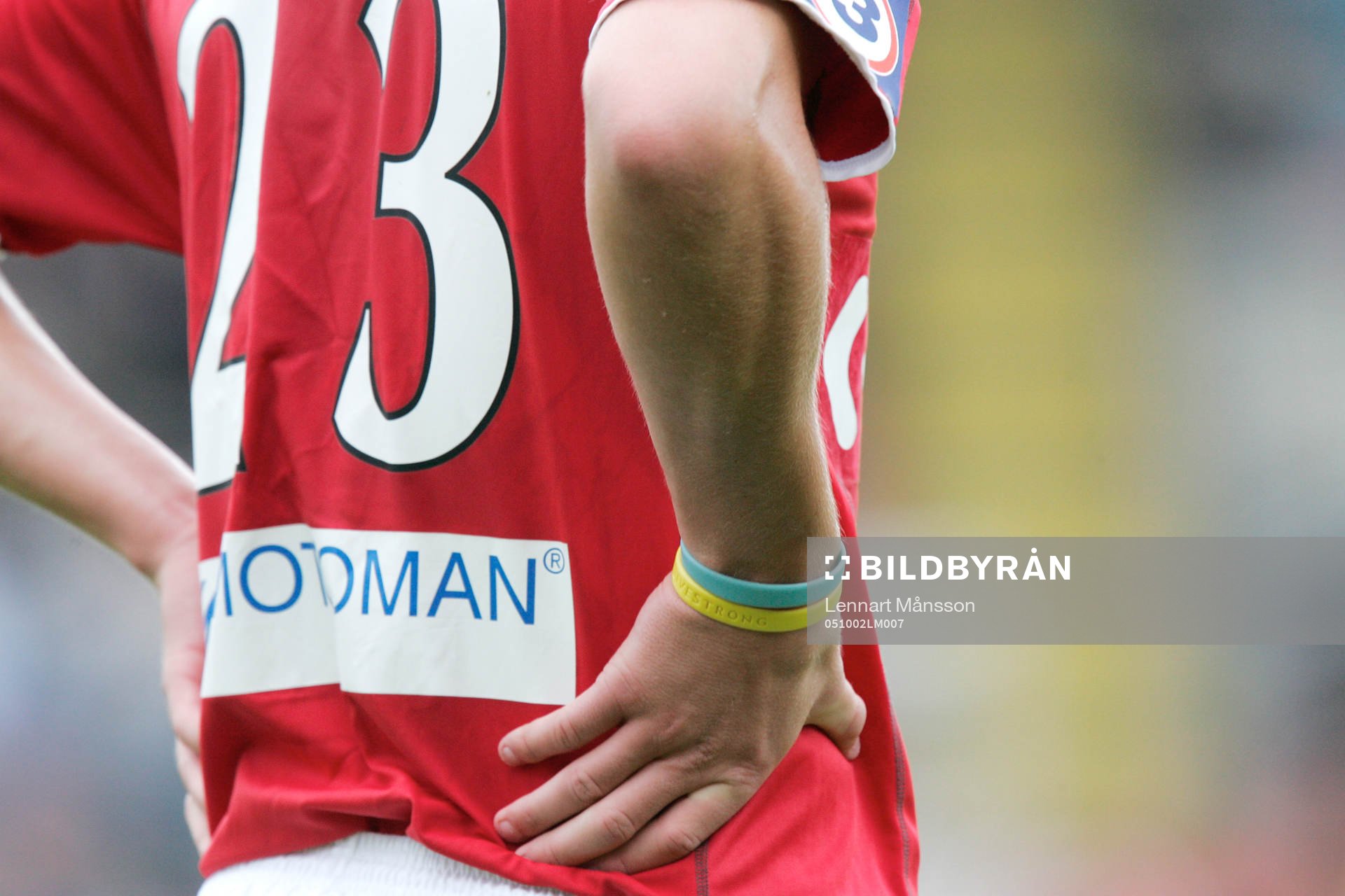 Fredrik Petersson, Kalmar.  23, nummer, armband, rygg