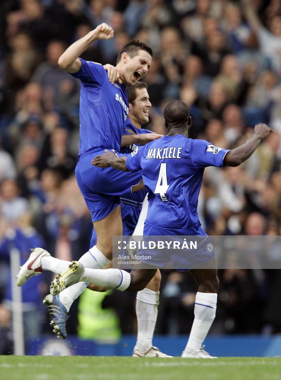  Frank Lampard, Joe Cole och Claude Makelele, Chelsea (Jubel)
