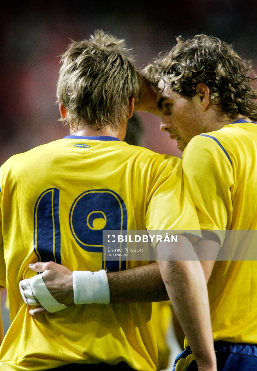 Sveriges målskyttar Markus Rosenberg och Johan Elmander