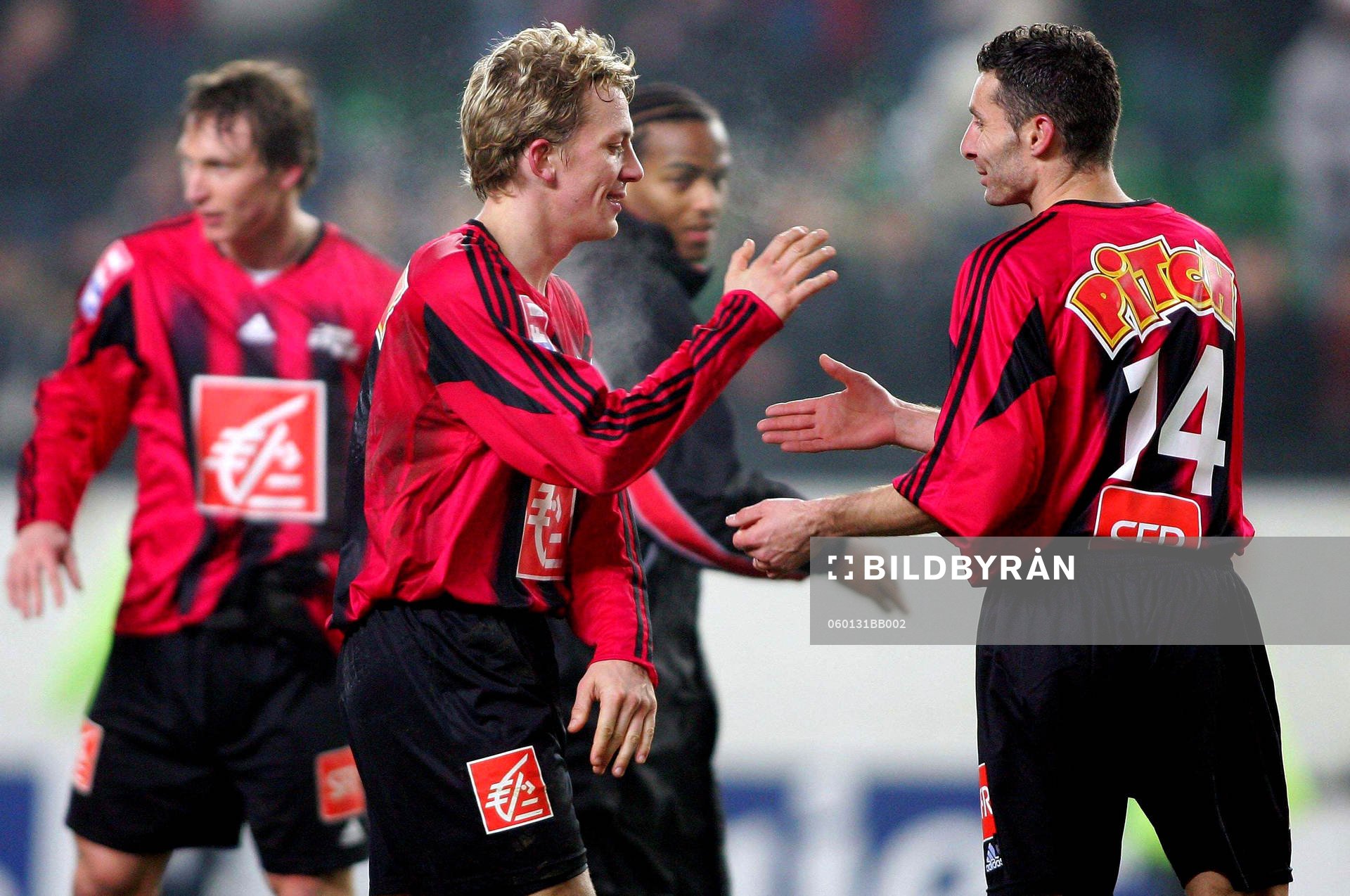 Cedric Barbosa och Erik Edman, Rennes, jubel