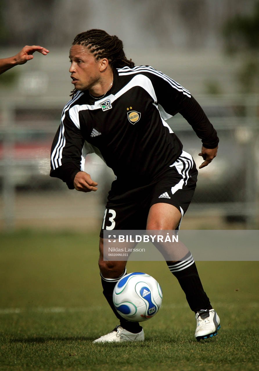 Reportage om fotboll i USA. LA Galaxy-Hammarby. Kobe Jones,
