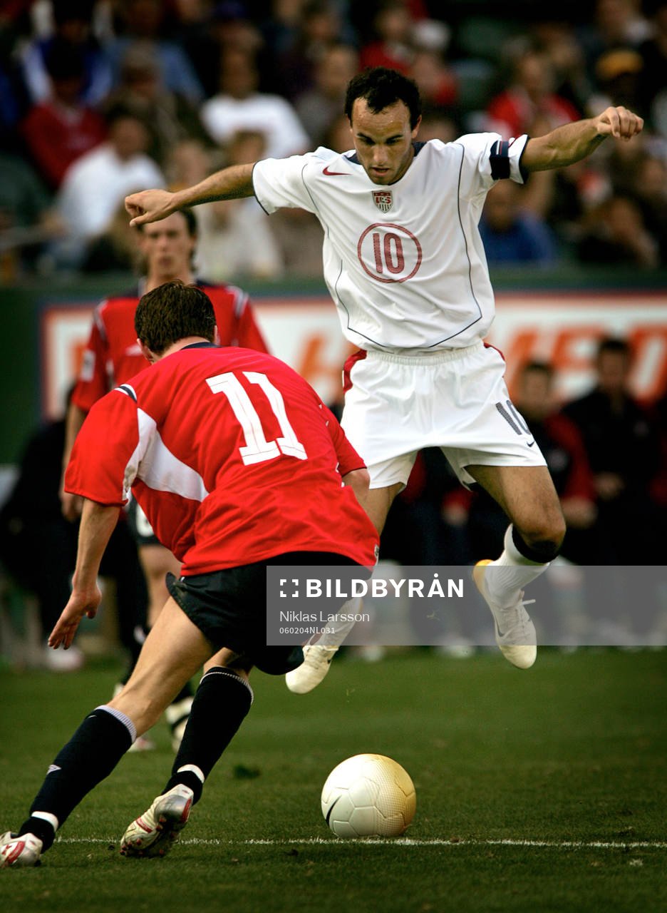 Reportage om fotboll i USA. USA-Norge. Landon Donovan, USA