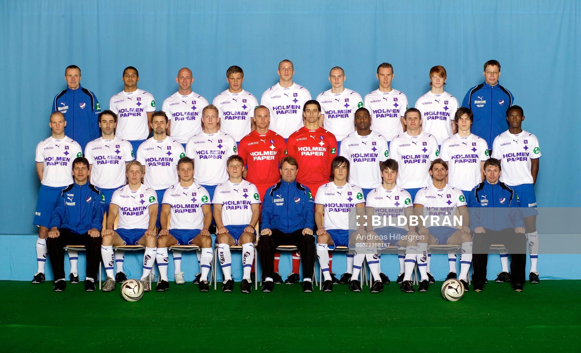  Bakre raden från vänster: Lennart Linder (materialförvaltare), Bruno Santos, David Nordbeck, Patrik Jönsson, Thomas Magnusson, Richard Spong, Mikael Roth, Linus Hellman, Dale Reese (idrottsskadeterapeut).