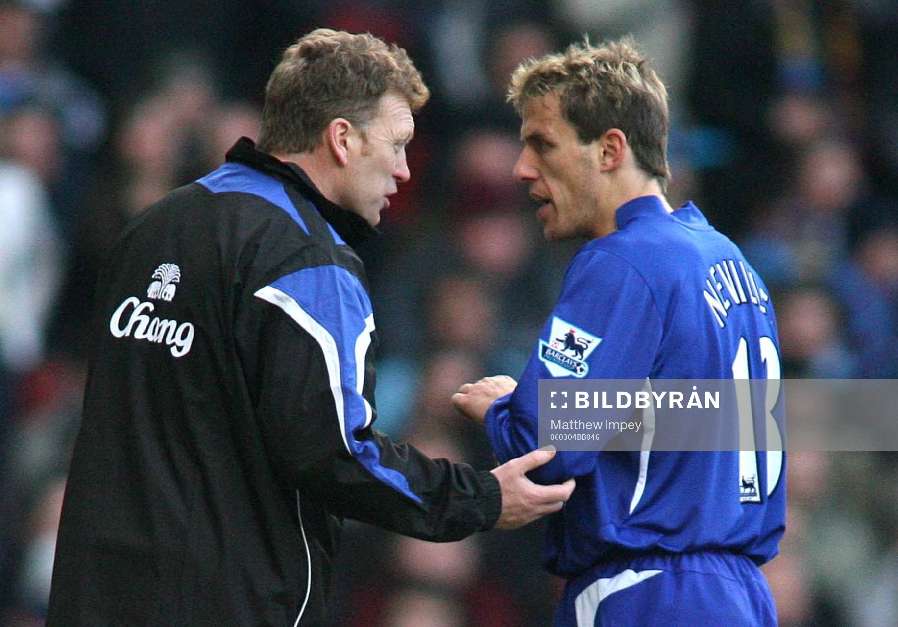 David Moyes, Manager Everton och Phil Neville, Everton