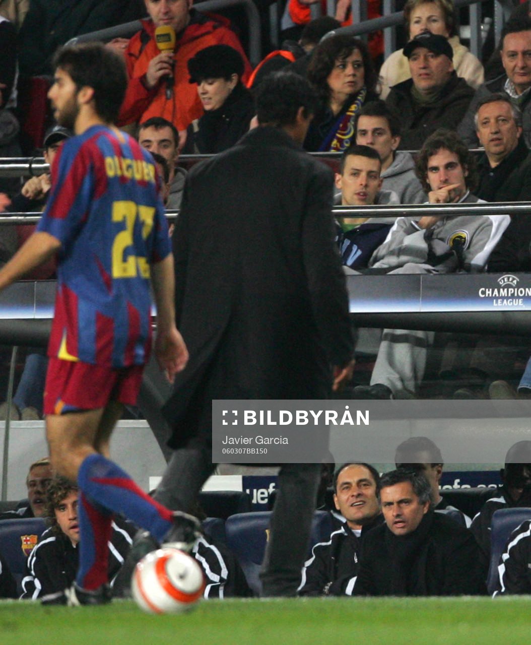 Jose Mourinho, manager Chelsea och Frank Rijkaard, manager