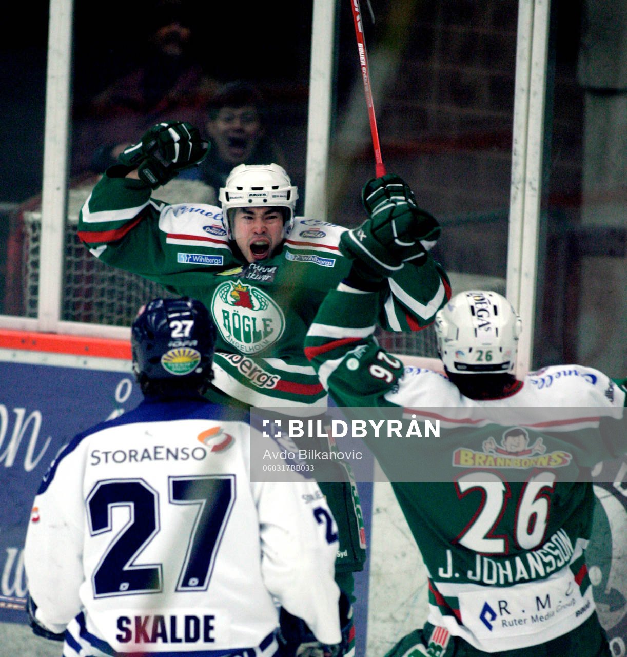 Rögles jubel Kristofer Starck och Jacob Johansson (Rögle)