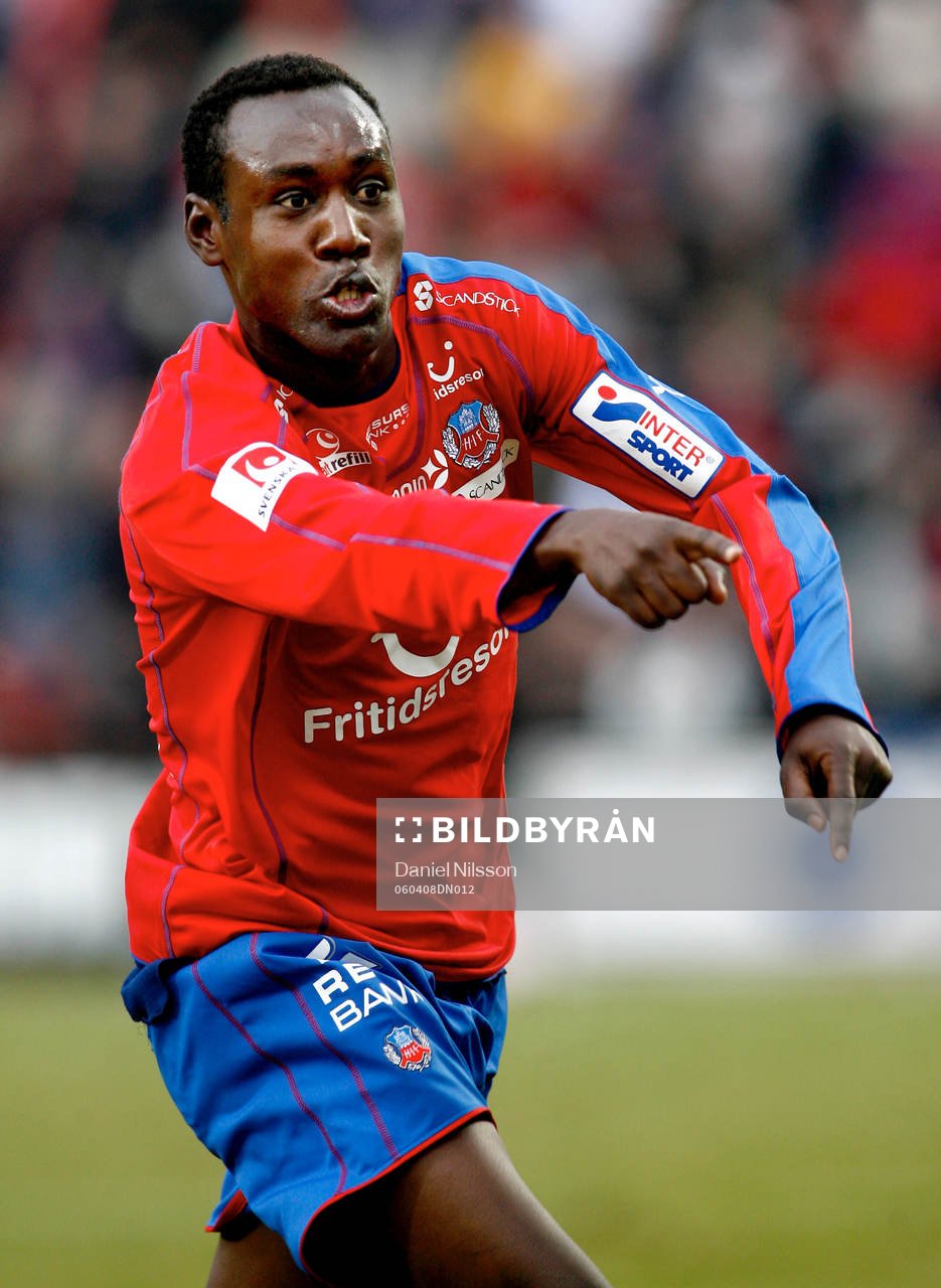 Olivier Karekezi, Helsingborg, gjorde 1-0 till HIF. Jubel