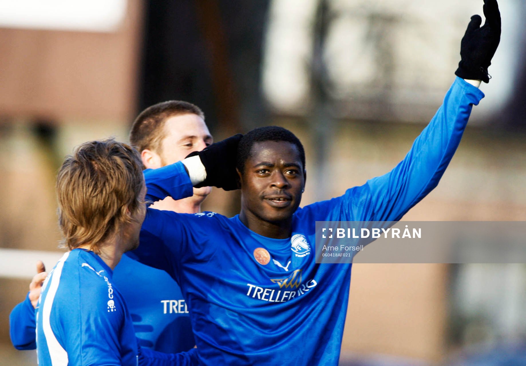 Michael Mensah jubel sedan han gjort 1 - 0 till Trelleborg