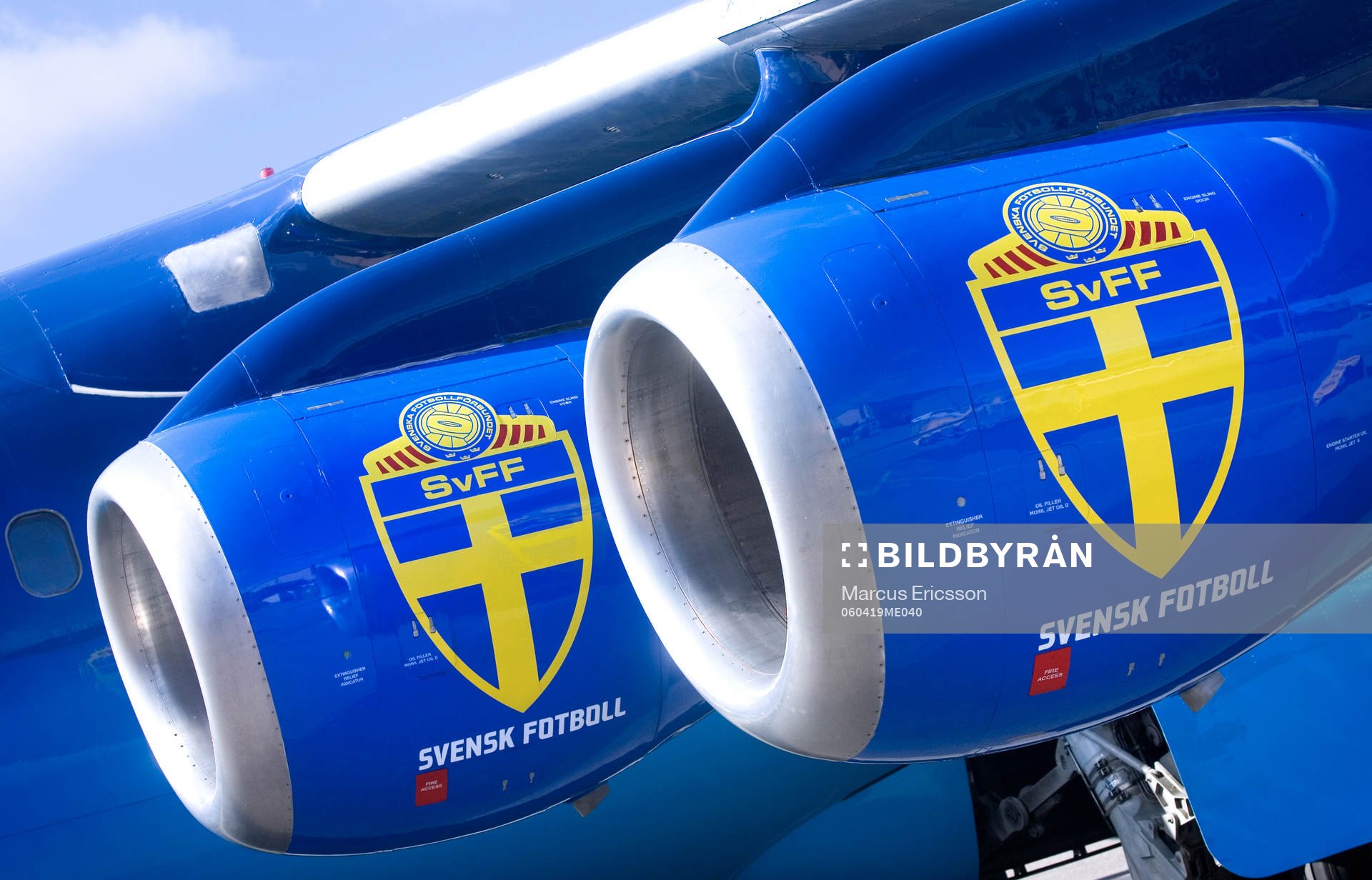 Svenska Fotbollförbundets Flygplan som landslaget kommer