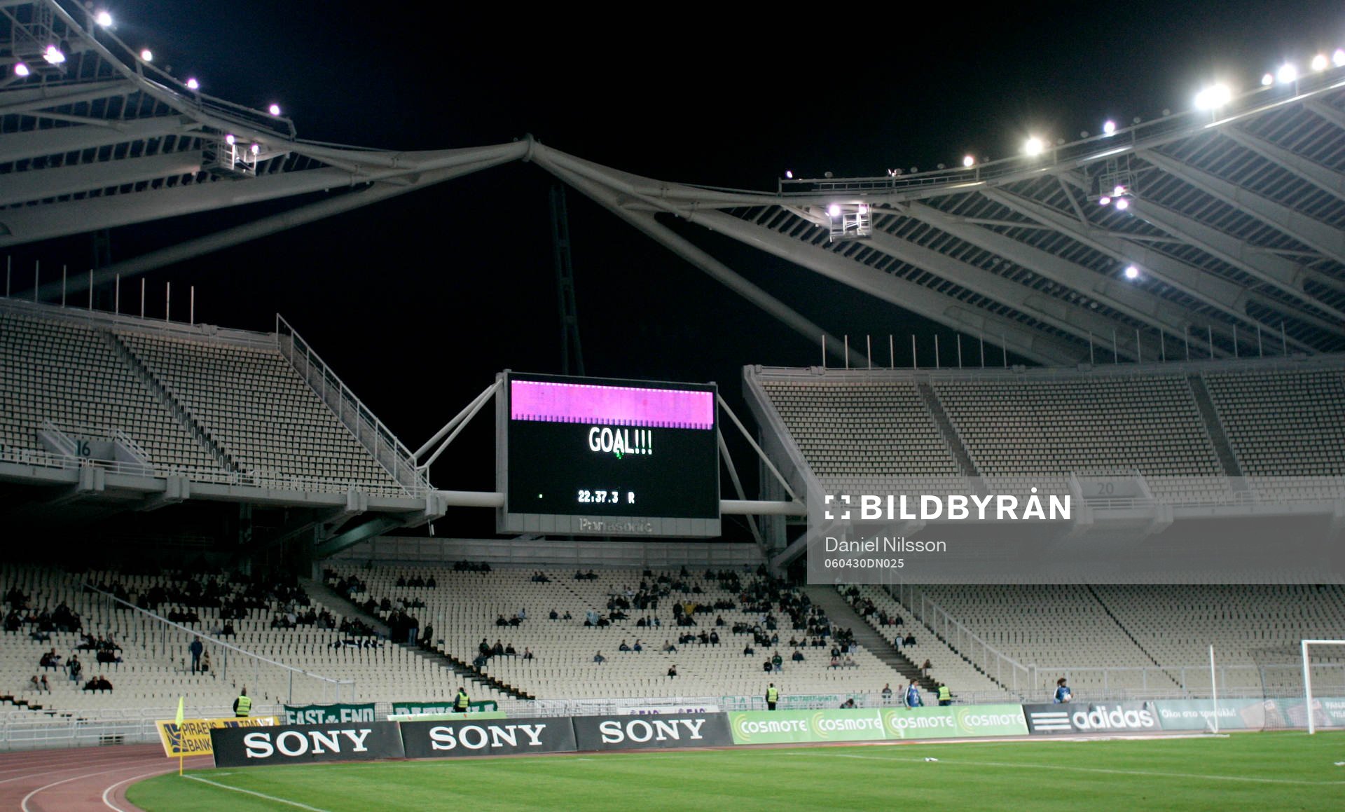 Olympiastadion i Aten, Storbildskärm, Goal, mål, tom