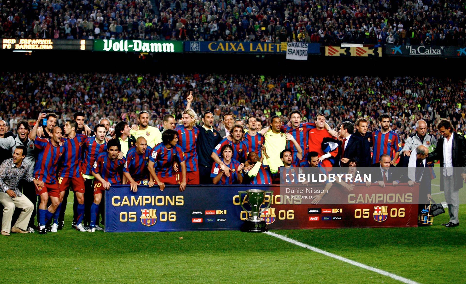 Barcelona ligamästare, jubel. Henrik Larsson (til vänster