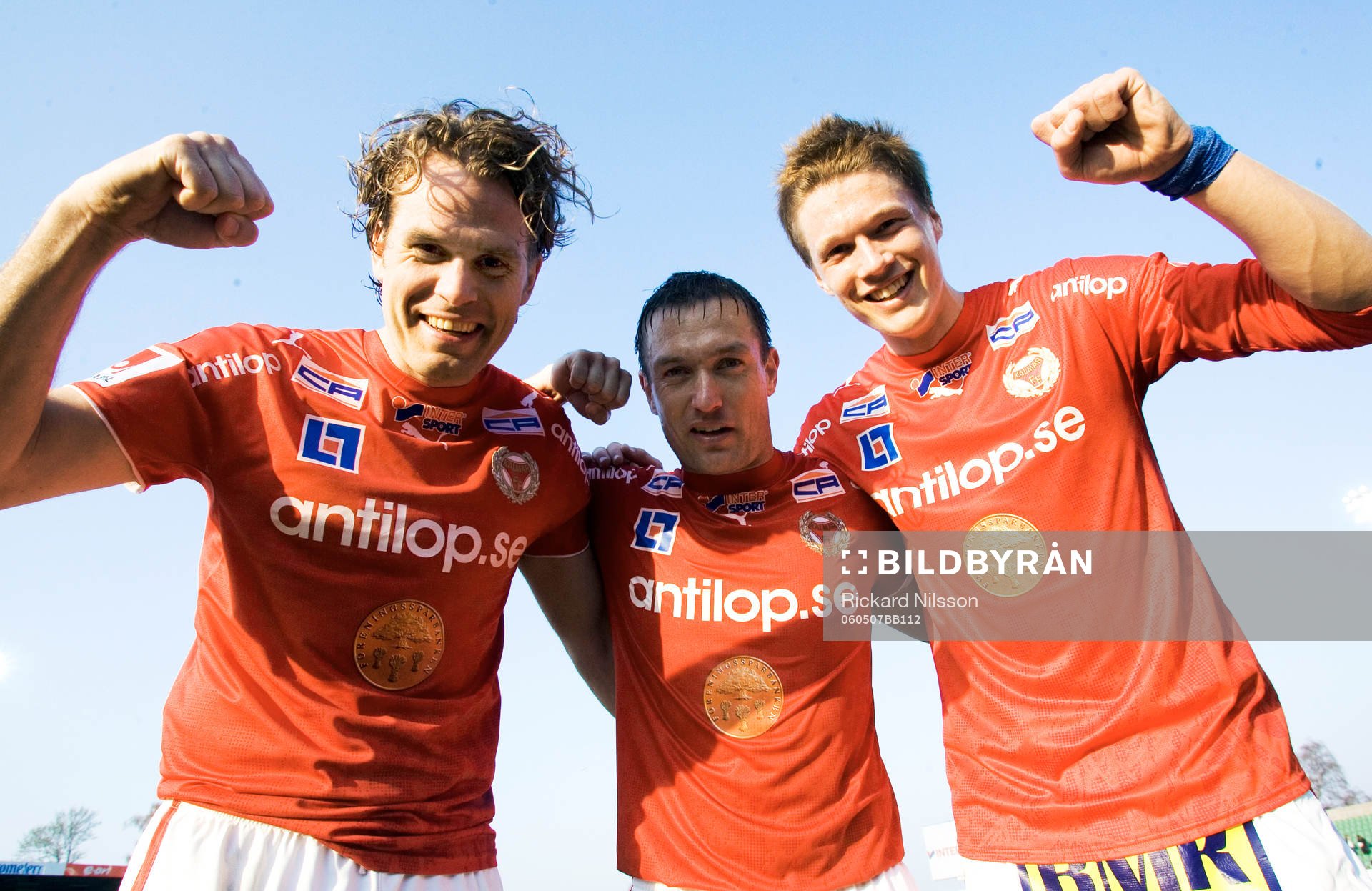  Trion som knäckte Hammarby, Lasse Johansson, Viktor Elm och Mikael Blomberg, Kalmar, jubel.