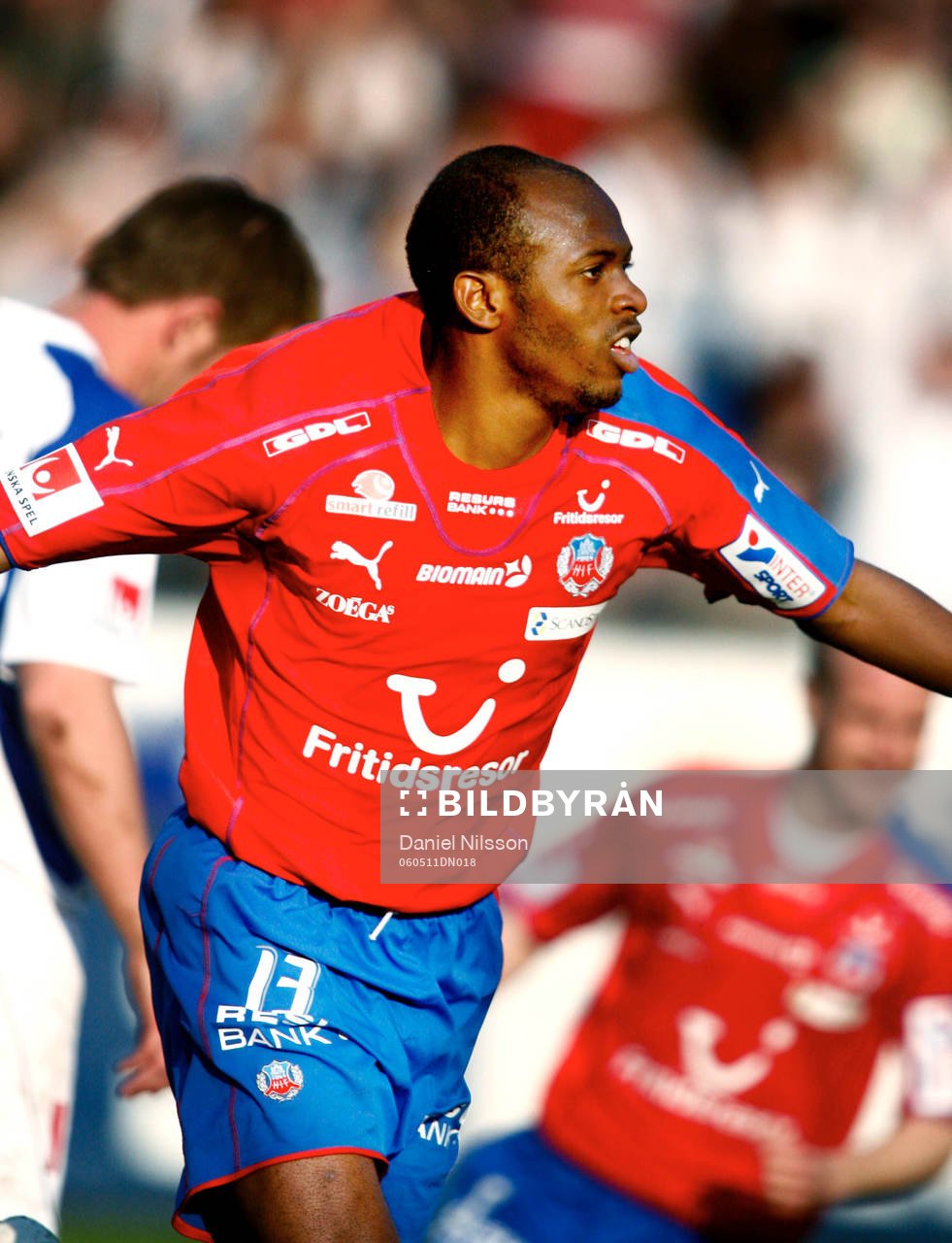 Luton Shelton, Helsingborg, gjorde 1-0 till HIF, jubel