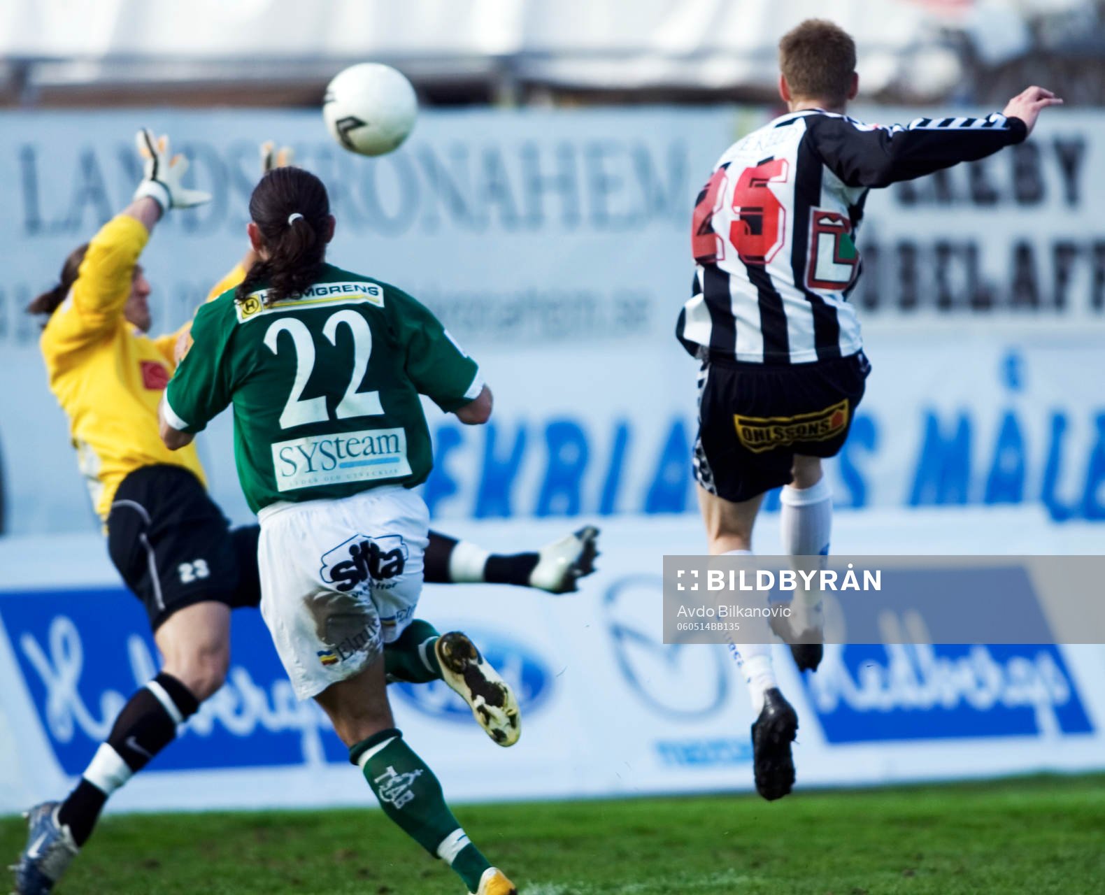 Johan Andersson, skjuter in 1-0 målet, Landskrona