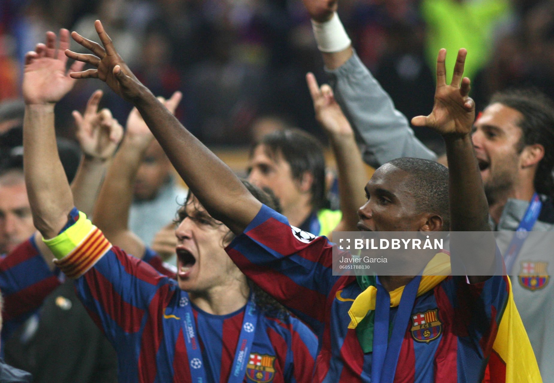 Carles Puyol och Samuel Eto'o, Barcelona (Jubel, Pokal,