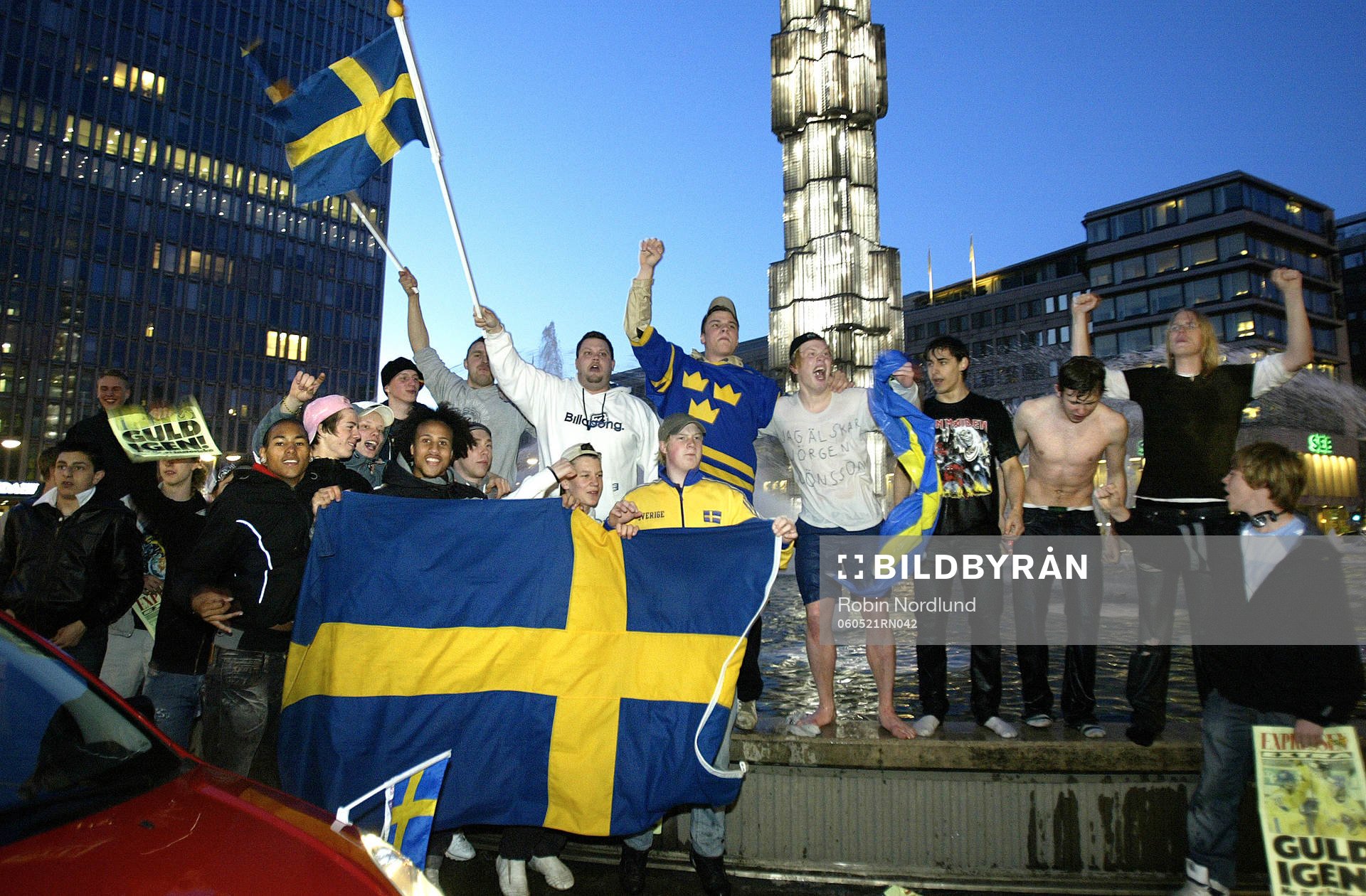 Ishockey, VM, VM-Guld, jubel vid Sergelstorg