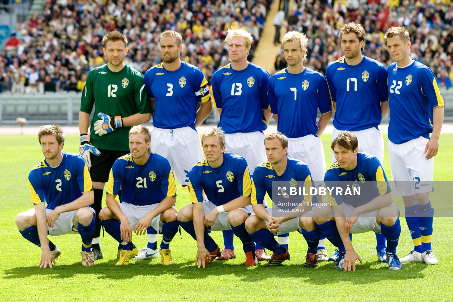 Fotboll, Landskamp, Sverige, lagbild, startelva. John