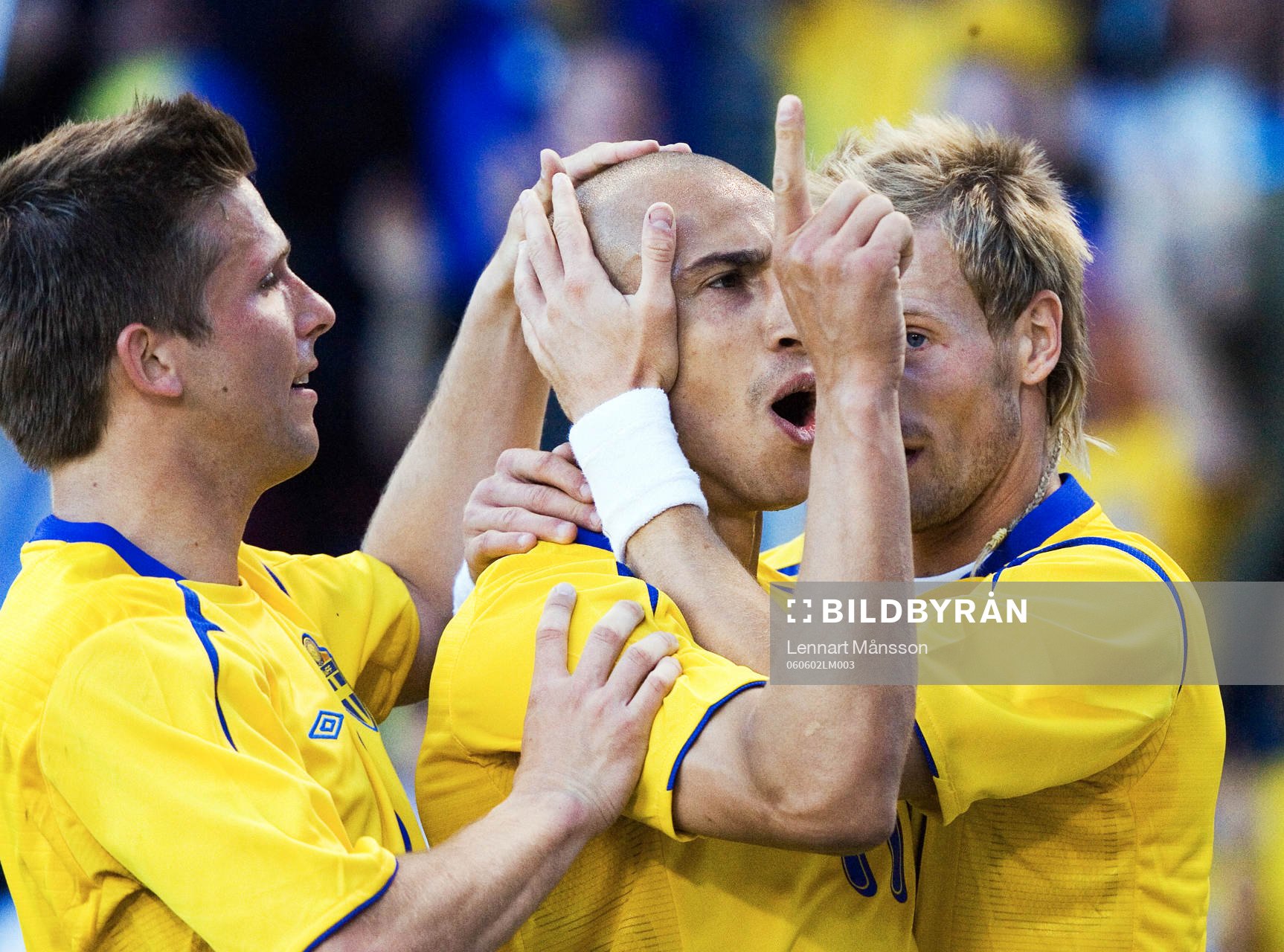  Henrik Larsson, Anders Svensson och Christian Wilhelmsson, jubel.