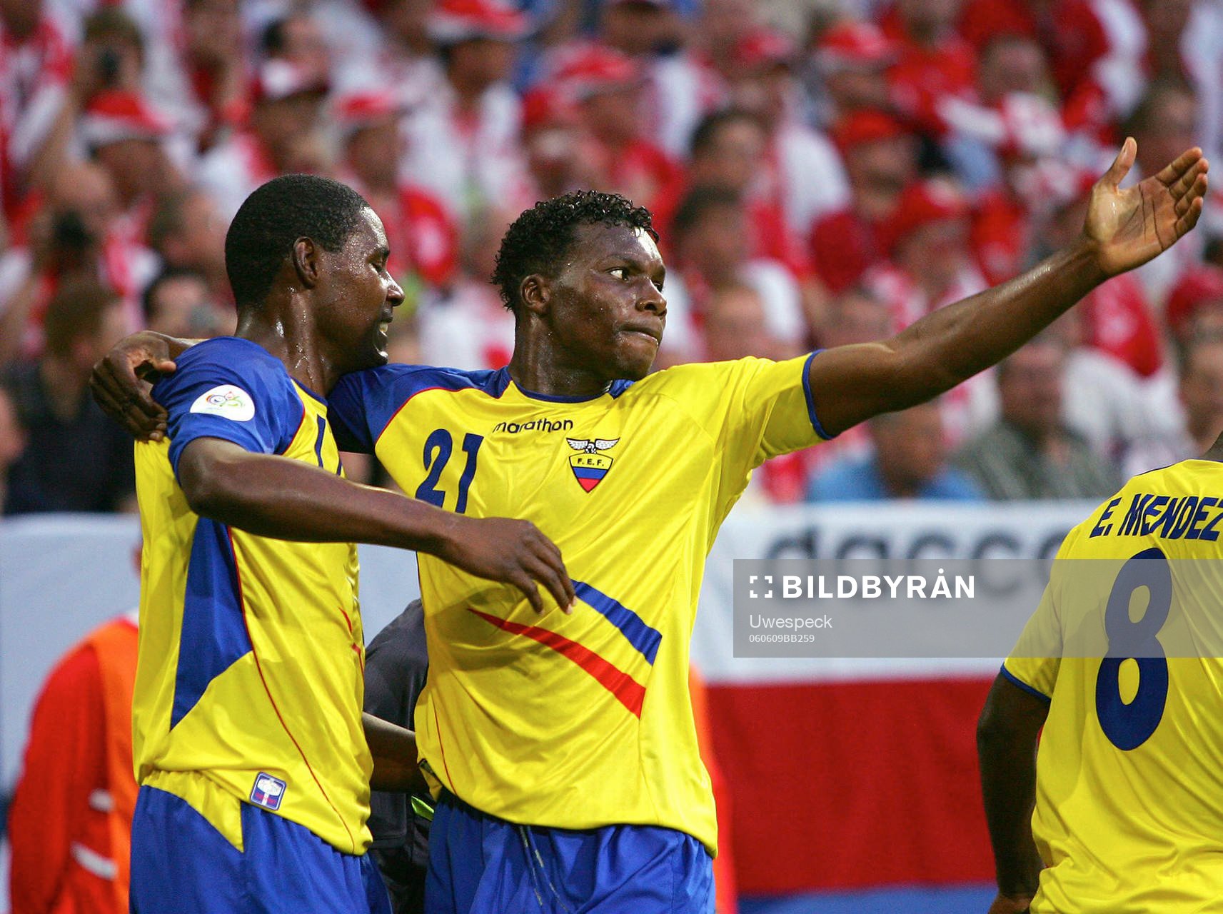 Augustin Delgado och Carlos Tenorio, Ecuador. Jubel