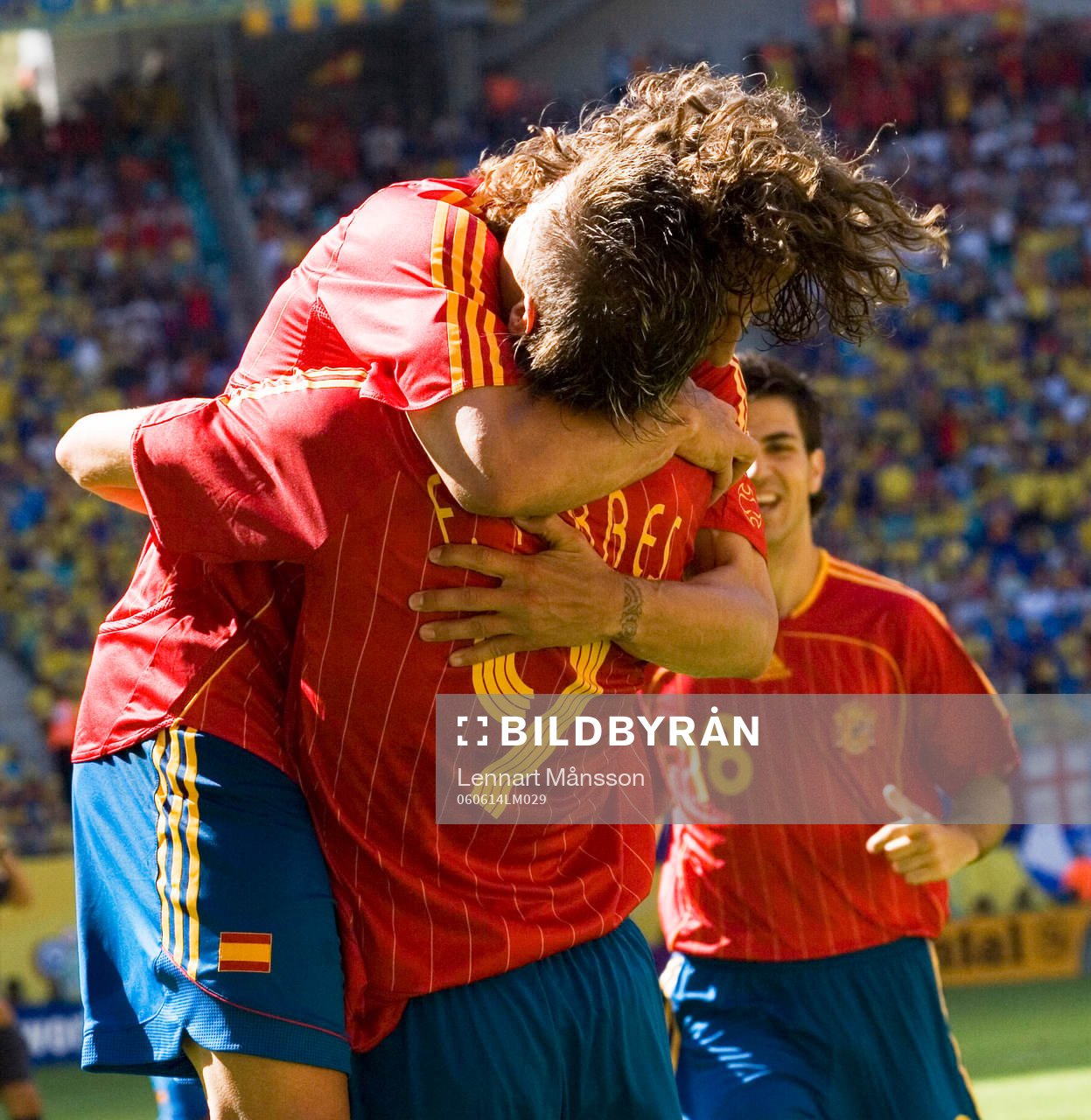  Carlos Puyol och Fernando Torres, Spanien, jubel, glädje.