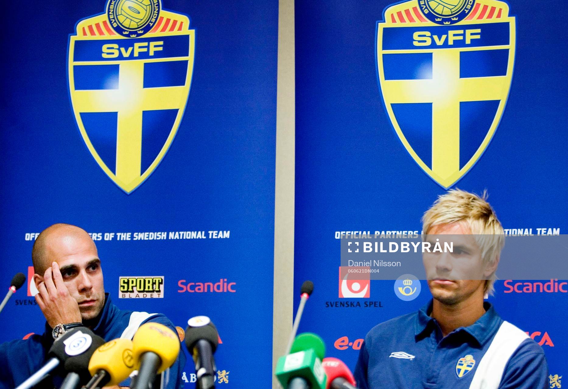 Fotboll, VM 2006, Sverige, presskonferens: Teddy Lucic och Niclas Alexandersson, Sverige.