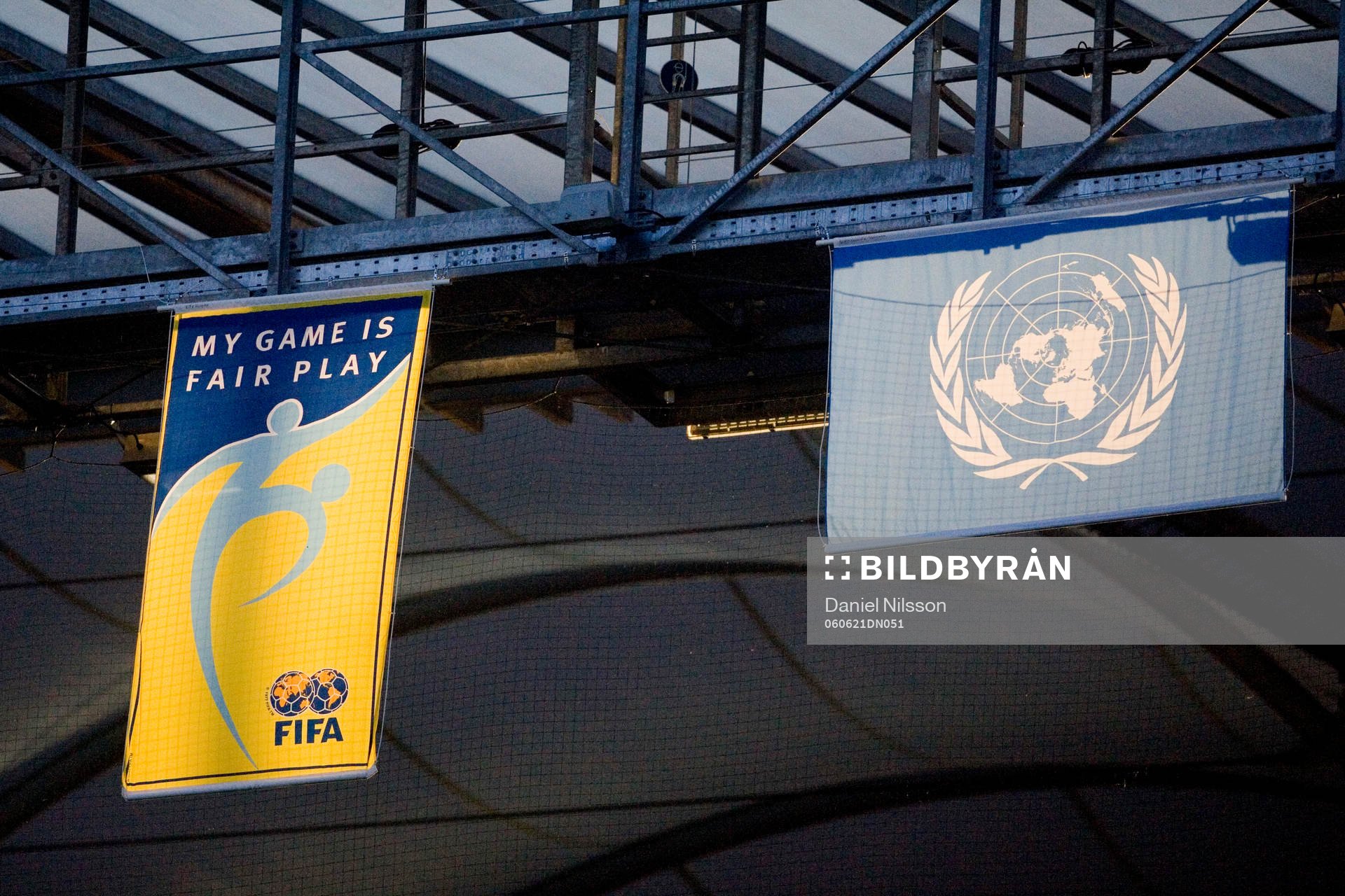 Fotboll, VM 2006, Frankfurt, arena, Fifa Fair play, logga,