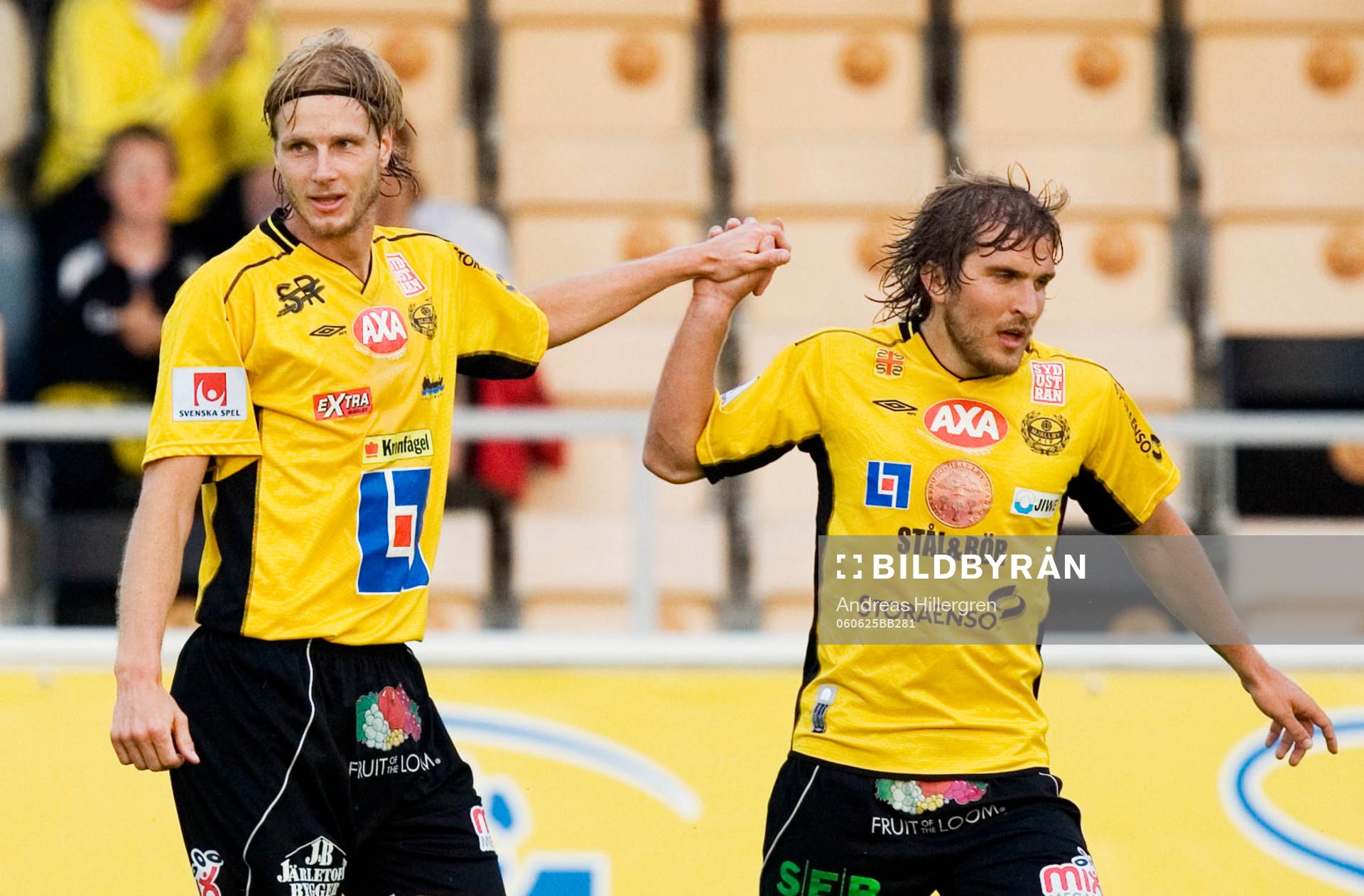 Målskyttarna Simon Sjöfors och Johan Svensson, Mjällby
