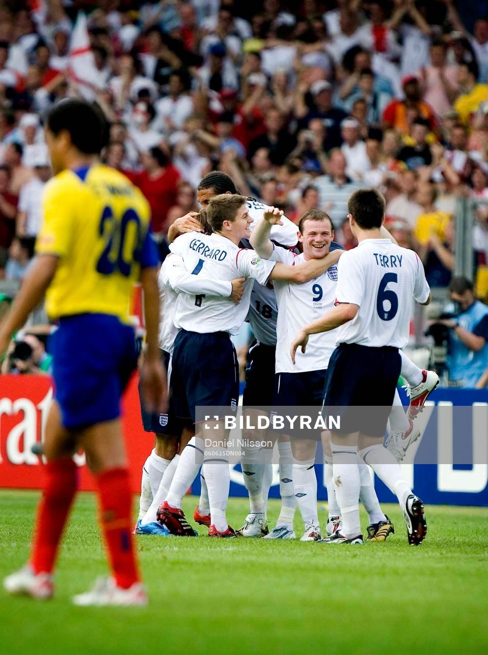 Steven Gerrard, Wayne Rooney och John Terry, England Jubel