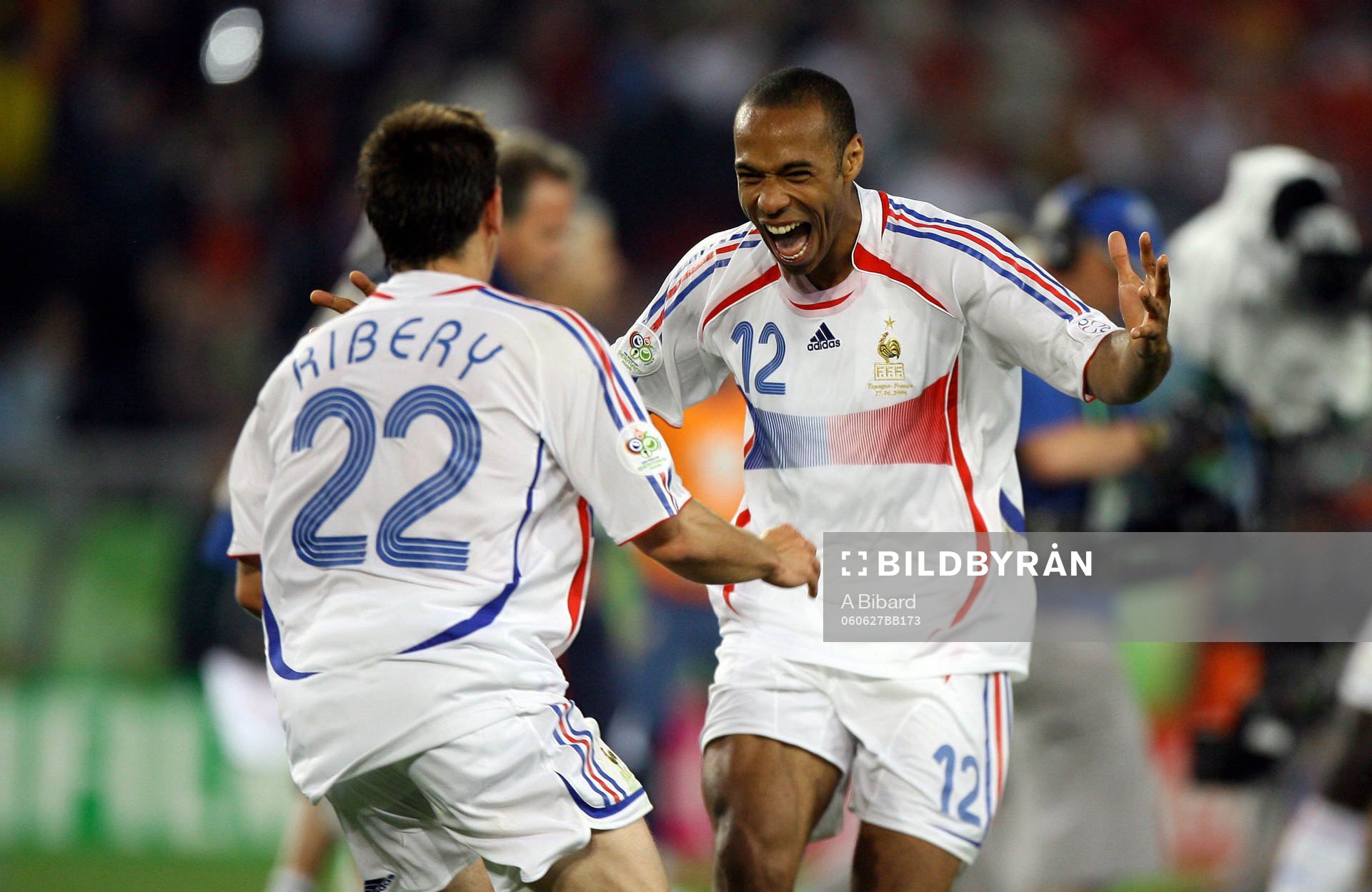   Thierry Henry och Franck Ribery, Frankrike, jubel. 